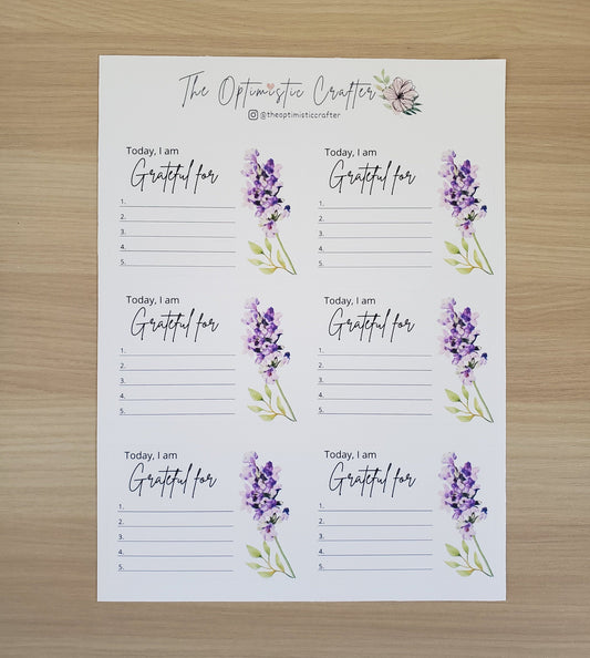 Daily Gratitude Sticker Sheet